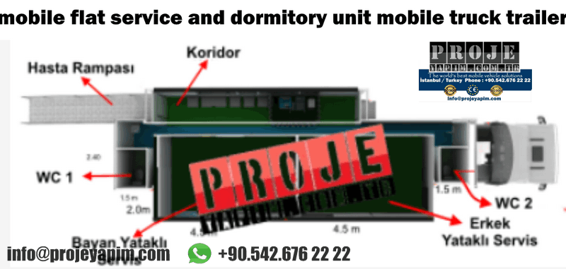mobile flat service and dormitory unit mobile truck trailer