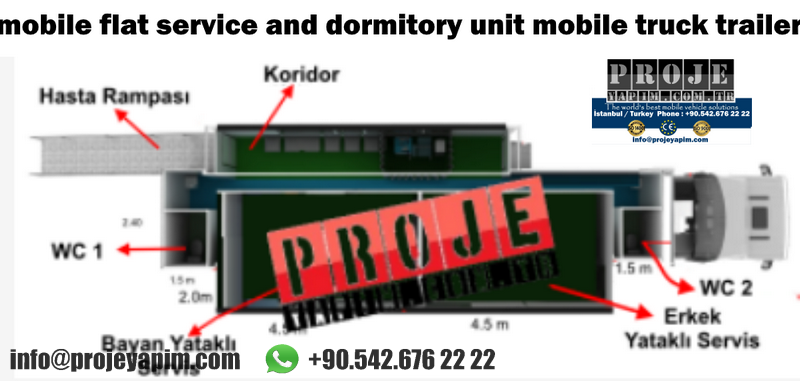 mobile flat service and dormitory unit mobile truck trailer